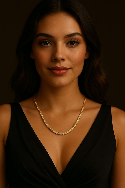 18K Gold Plated 3.0mm Round Cut Cubic Zirconia Tennis Necklace — Unisex Elegance