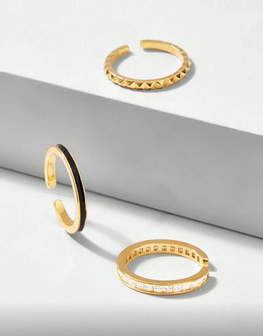 18K Gold Plated Ear Cuff &amp; Hoop Set — Modern Texture, Refined Elegance